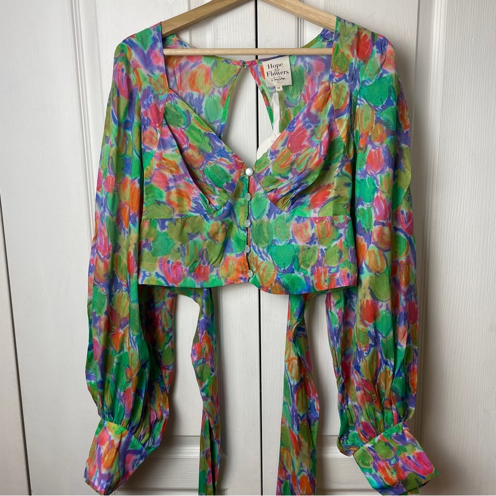 Floral Watercolour Cropped Bodice Blouse